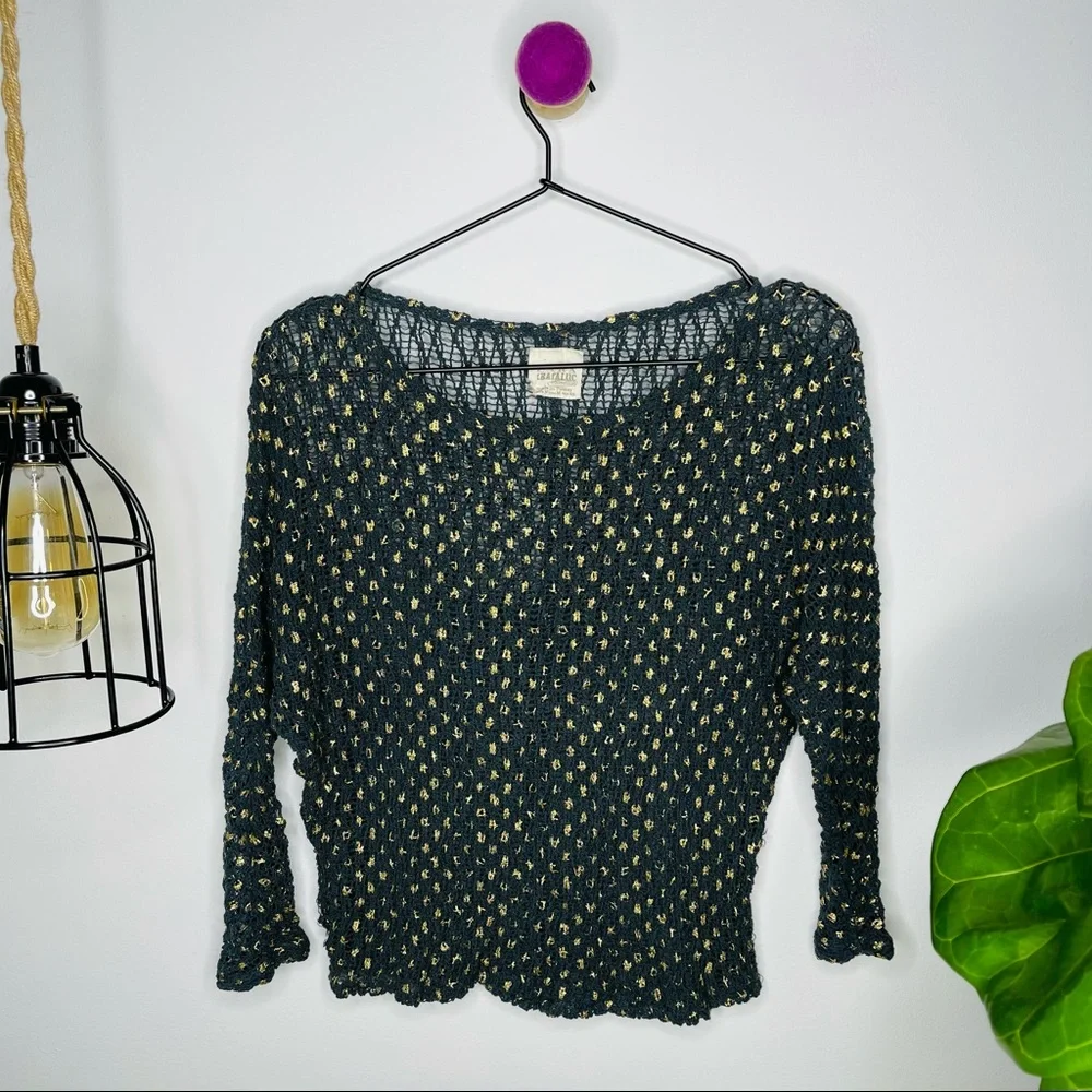 ZARA Trafaluc Collection - Crochet Gold Dots Top M